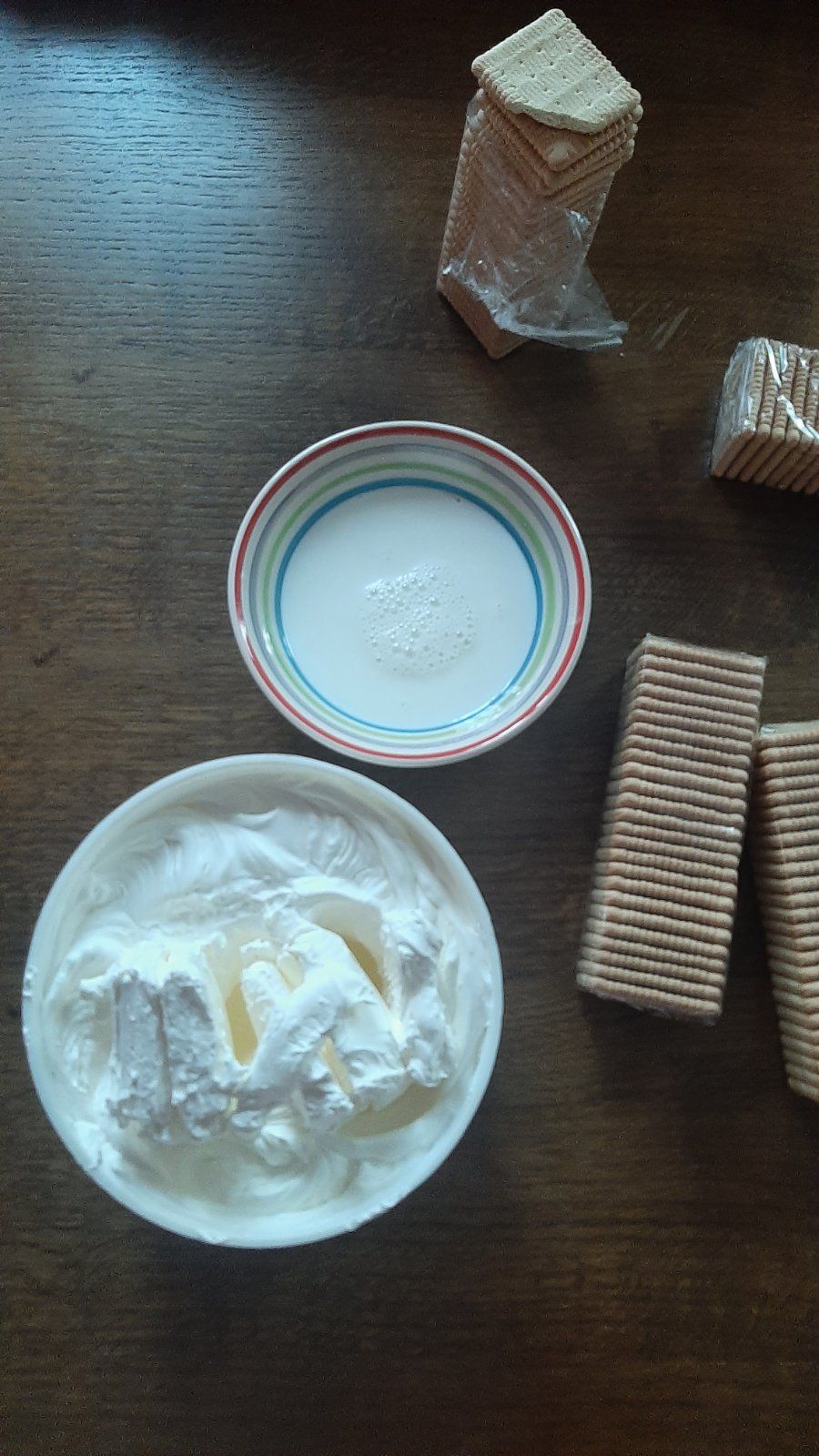 biscuits, milk, sweet cream