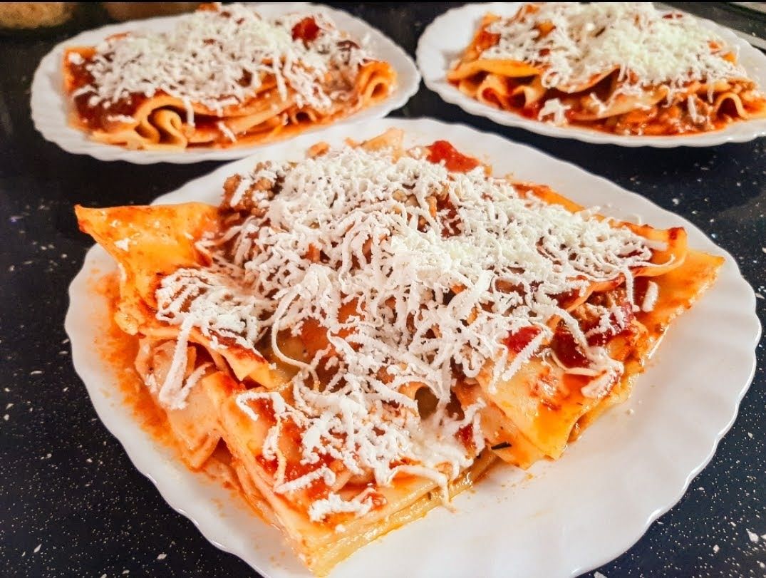 three portions of lasagna