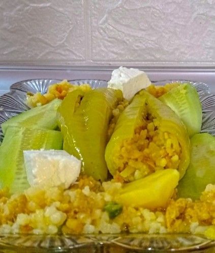 stuffed peppers served on a plate