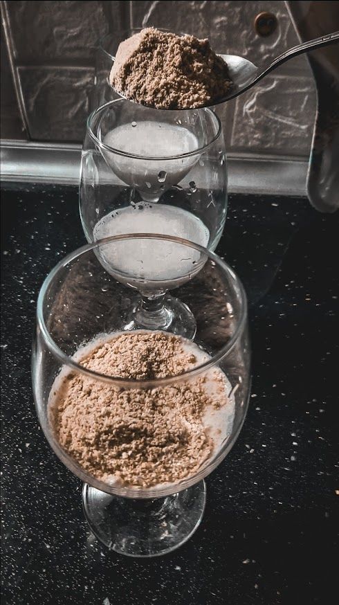 milk and crushed biscuits - hot chocolate preparation